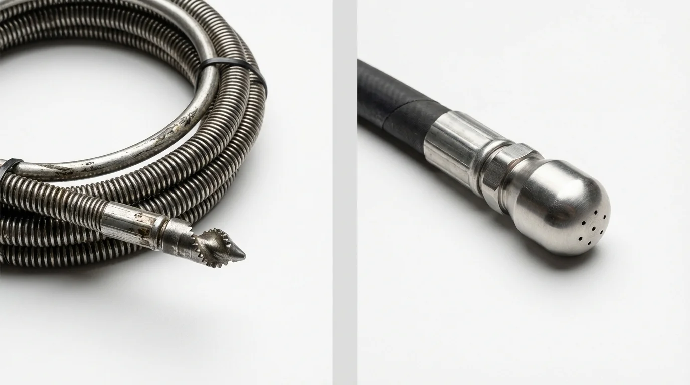 Drain snake cable and hydro jetting nozzle used for drain cleaning in Kearny, AZ