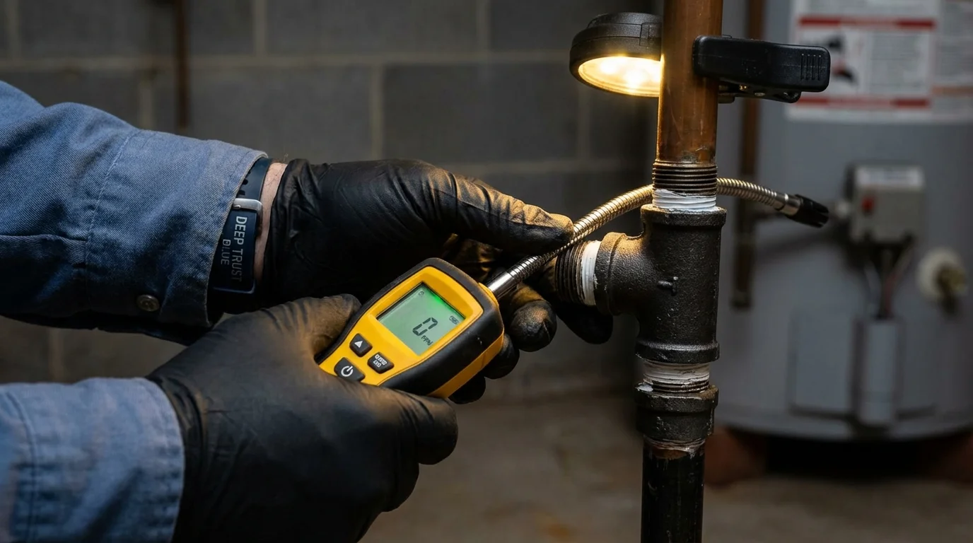 Gas leak detection with electronic sniffer by Johns Plumbing LLC in Kearny